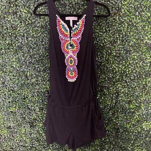 Nanette Lepore Swim 'Beach House' Beaded Cover Up Romper' Size Large (SW-22)